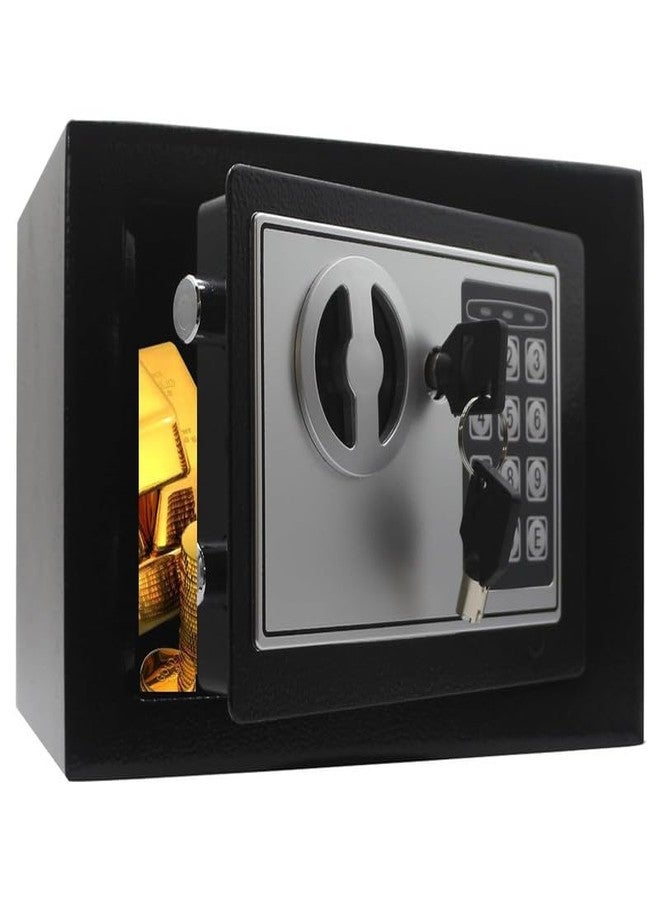 DEVMIT MALL Key and Electronic Security Safe Box Digital Deposit Box for Home Office Hotel Business Lock Box for Cash Jewelry Storage (0.17 Cubic Feet_Black) - Image 1
