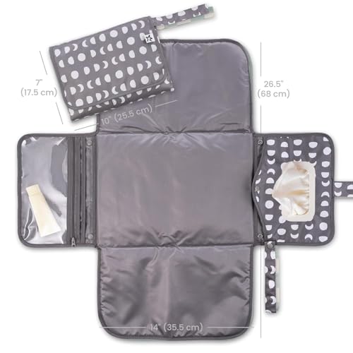 Tiny Twinkle Portable Diaper Changing Pad Waterproof Wipeable Compact Baby Changing Pad for Travel Smart Wipes Pocket Organized Storage Newborn Shower Gift Luna - Image 3