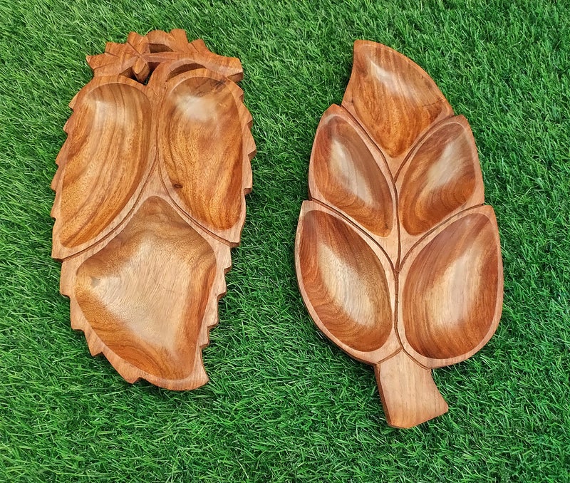Classical Youth Wooden Table Top Snacks/Biscuits/Namkeen/Dry-Fruit Serving Tray for Home/Kitchen/Dinning- Great for Gifting Purpose (Sheesham Wood, 12 Inches, Set of 2) - Image 2