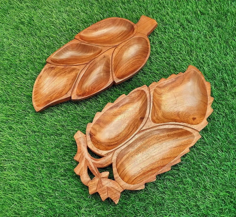 Classical Youth Wooden Table Top Snacks/Biscuits/Namkeen/Dry-Fruit Serving Tray for Home/Kitchen/Dinning- Great for Gifting Purpose (Sheesham Wood, 12 Inches, Set of 2) - Image 3
