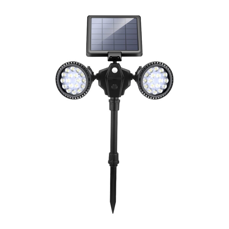Solar Light: Black Warm Light, 21% High Conversion Monocrystalline Silicon Panel - Adjustable Panel & Lamp Heads, PIR Motion Sensor for Outdoor Garden, Yard, Path, Porch - Image 1