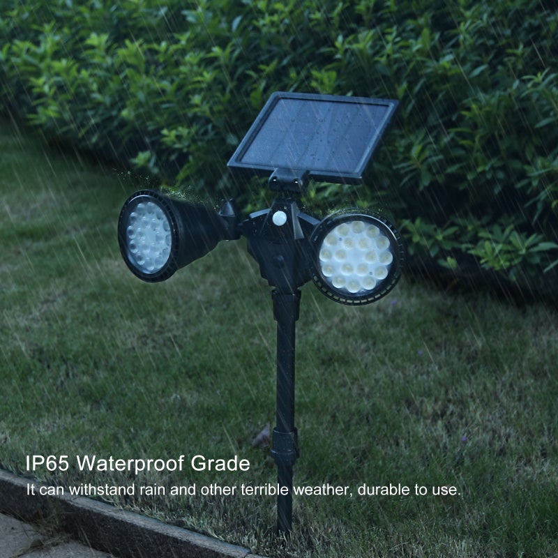 Solar Light: Black Warm Light, 21% High Conversion Monocrystalline Silicon Panel - Adjustable Panel & Lamp Heads, PIR Motion Sensor for Outdoor Garden, Yard, Path, Porch - Image 4