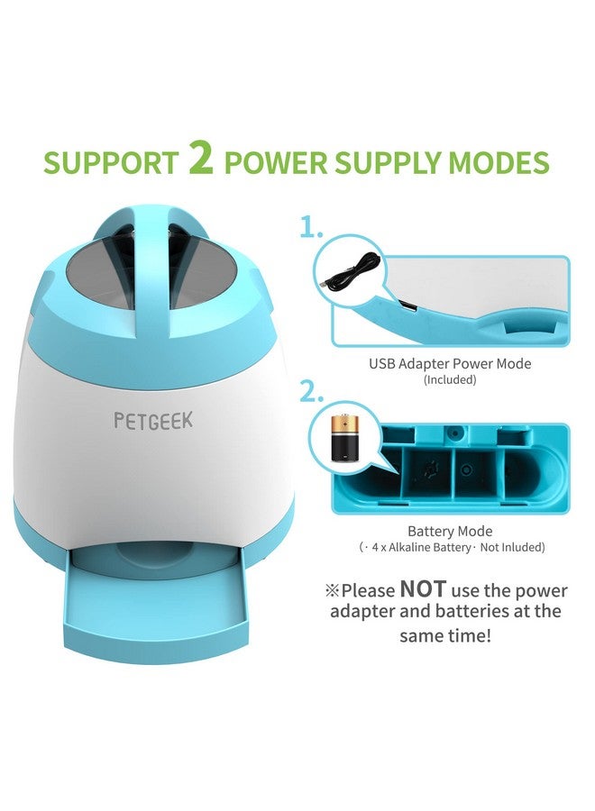 PETGEEK Automatic Dog Treat Dispenser with Button, Dual Power Supply and Remote Control, Dog Puzzle Toys and Interactive Toys for Indoor or Outdoor Play (Blue) - Image 3