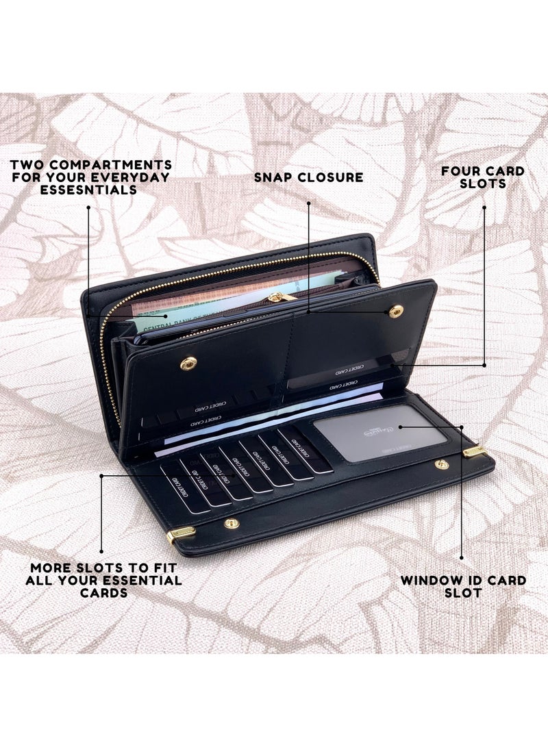 Classic Milano Premium Faux Leather Long Wallet for Women with Zipper Closure | Ladies Wallet Card Holder Purse | Slim Women's Wallet for Daily Use, Travel, and Gifting - Image 2