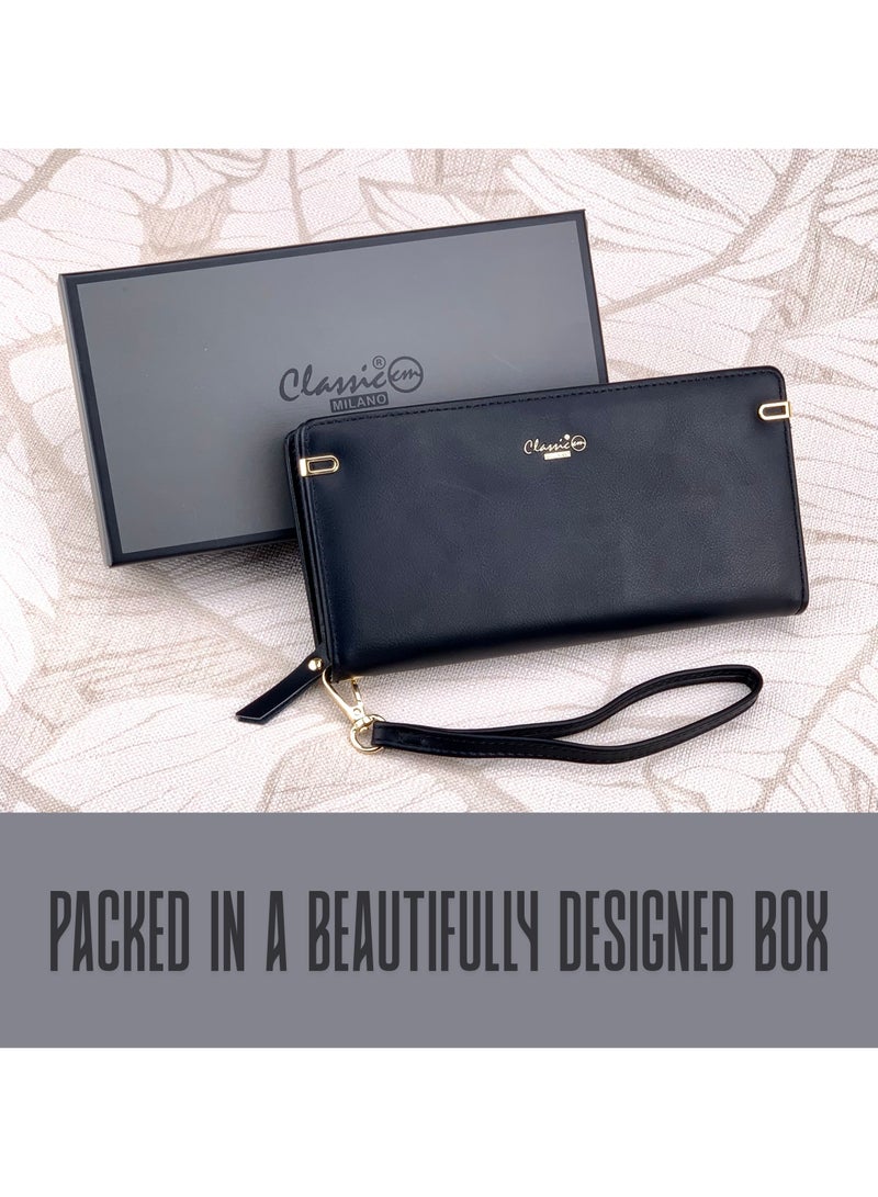 Classic Milano Premium Faux Leather Long Wallet for Women with Zipper Closure | Ladies Wallet Card Holder Purse | Slim Women's Wallet for Daily Use, Travel, and Gifting - Image 5