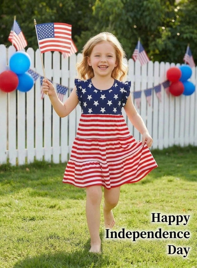 MINDSHELF Toddler Girls 4th of July Dress American Flag Ruffle Sleeve Dresses Kids Patriotic Outfits Summer Anniversary USA Sundress Girl Independence Day Clothes Size 7 - Image 5
