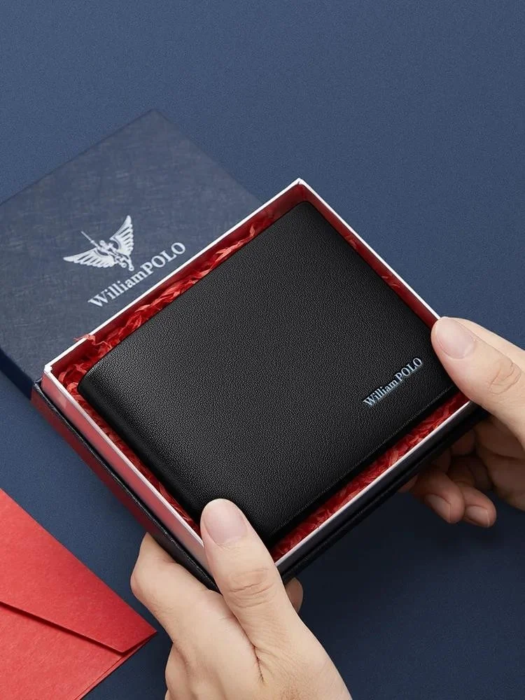 وليام بولو Williampolo Italy Exclusive Design Genuine Leather Red Men's Card Holder & Wallet