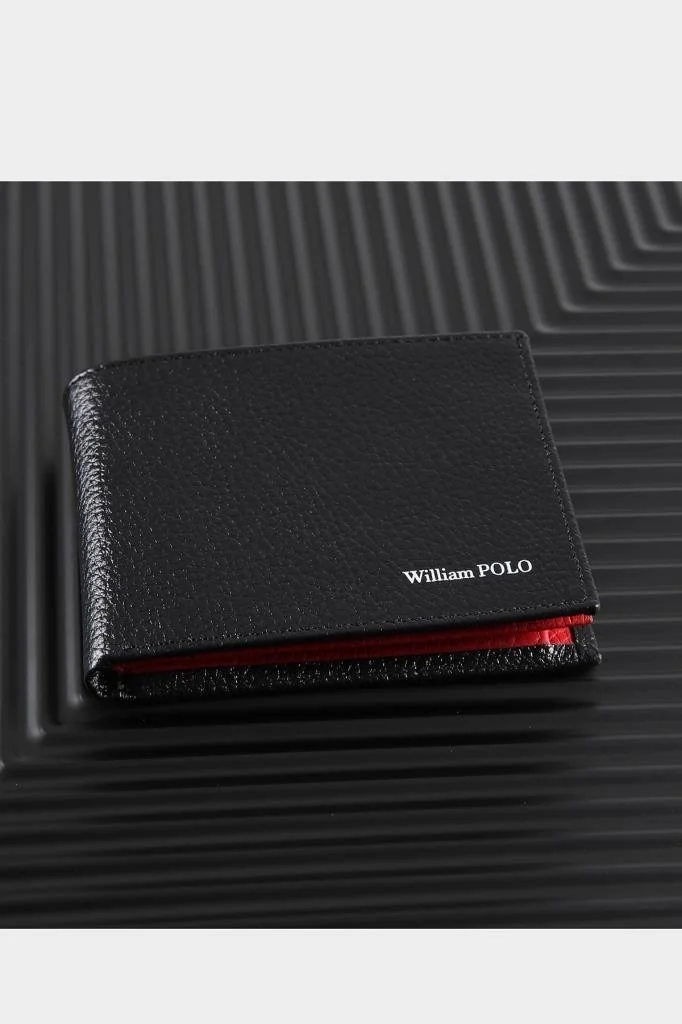 وليام بولو Williampolo Italy Exclusive Design Genuine Leather Red Men's Card Holder & Wallet