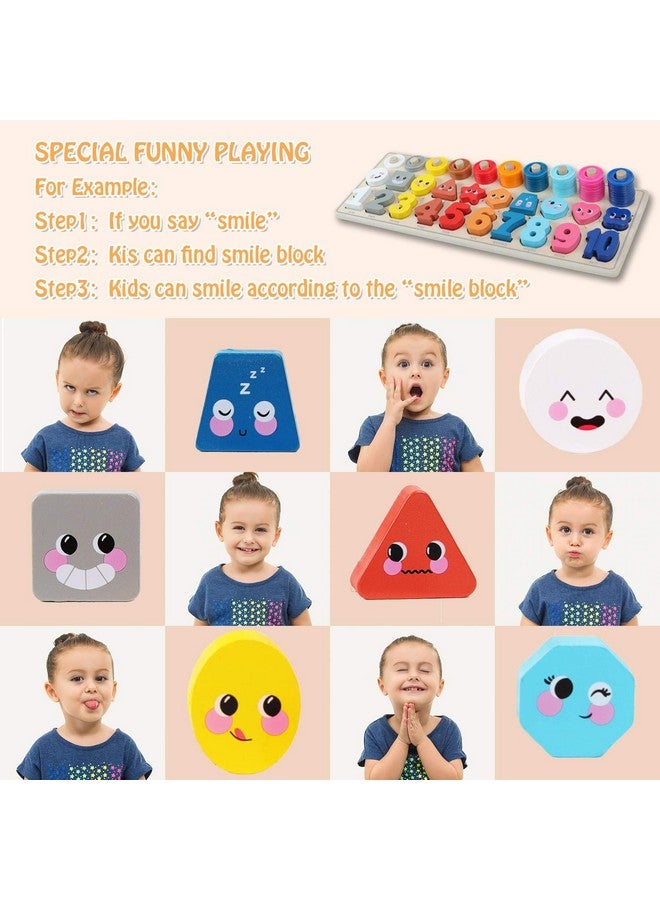 QZMTOY Wooden Montessori Toys For Kids, Toddler Number Puzzles Sorter Counting Shape Stacker Stacking Game Preschool Toys For Boy Girl Learning Education Math Blocks Chunky Puzzles Gift For Toddlers - Image 5