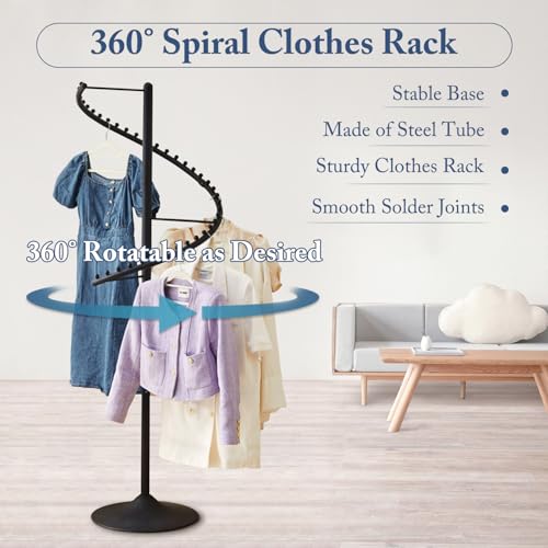 jvsufuik 71 Inch Spiral Clothing Rack, Retail Metal Garment Rack, Modern Freestanding Coat Rack, Clothes Display Rack for Bedrooms, Living Rooms, Stores - Image 2