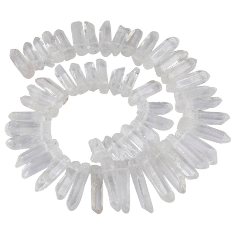 SUNYIK Natural Rock Quartz Crystal Points Quartz Polished Sticks Spikes Point Beads 15 inch Strand Drilled
