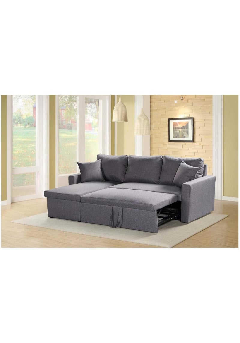 MAF furniture MAF Diwan Sofa Cum Bed With Cushions L-Shaped Storage Space | Convertible Living Room Furniture (Grey) 90D x 110W x 40HCM - Image 1