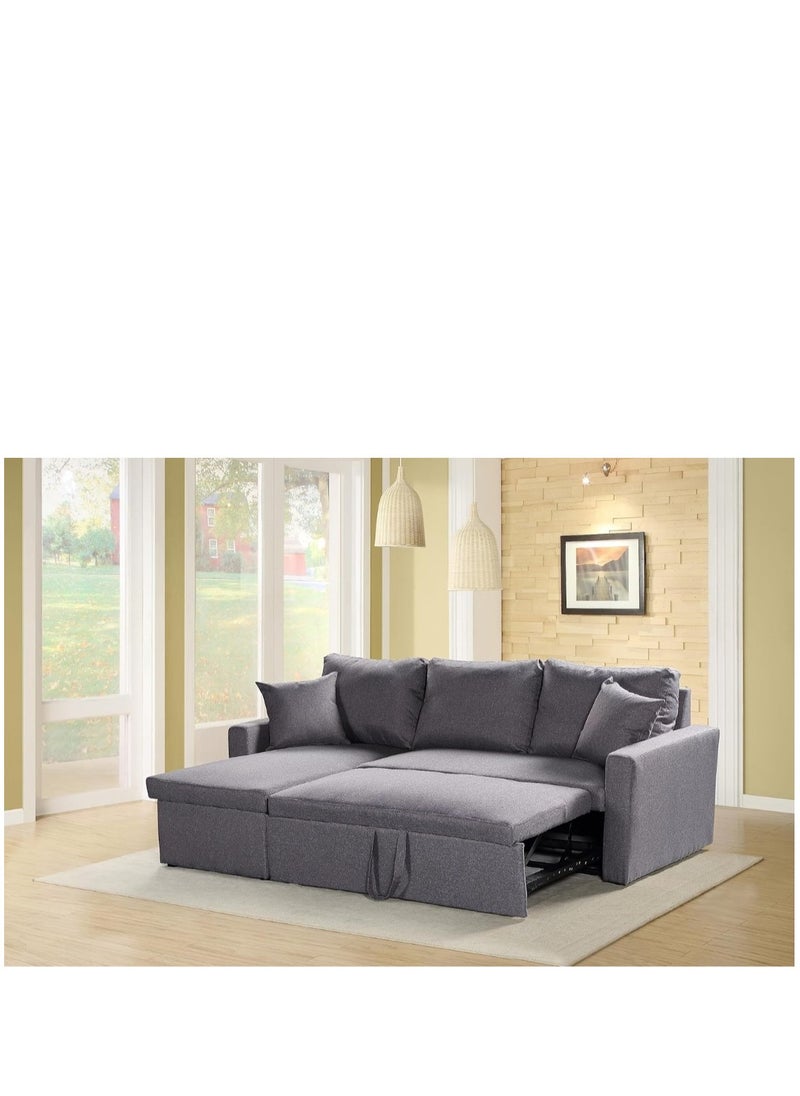 MAF furniture MAF Diwan Sofa Cum Bed With Cushions L-Shaped Storage Space | Convertible Living Room Furniture (Grey) 90D x 110W x 40HCM  - Image 1