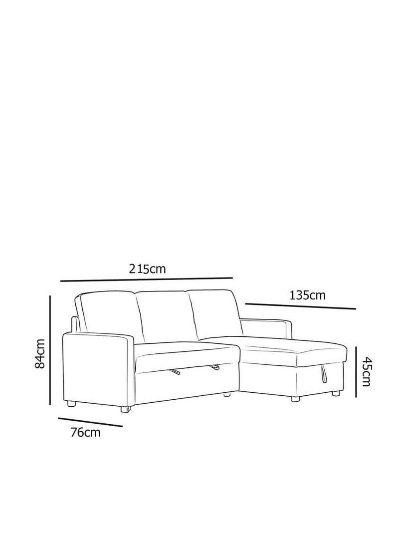 MAF furniture MAF Diwan Sofa Cum Bed With Cushions L-Shaped Storage Space | Convertible Living Room Furniture (Grey) 90D x 110W x 40HCM  - Image 4