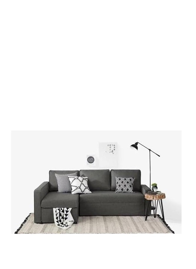 MAF furniture MAF Diwan Sofa Cum Bed With Cushions L-Shaped Storage Space | Convertible Living Room Furniture (Grey) 90D x 110W x 40HCM  - Image 2