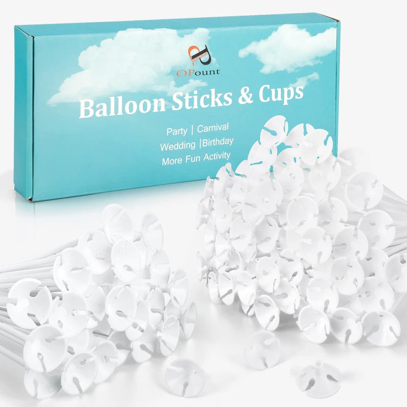 PP OPOUNT 120 Pieces Balloon Sticks 126 inches Balloon Sticks with Base Plastic BalloonSticks with Cups for Birthday Party Anniversary Wedding Decoration Upgraded Version - Image 3