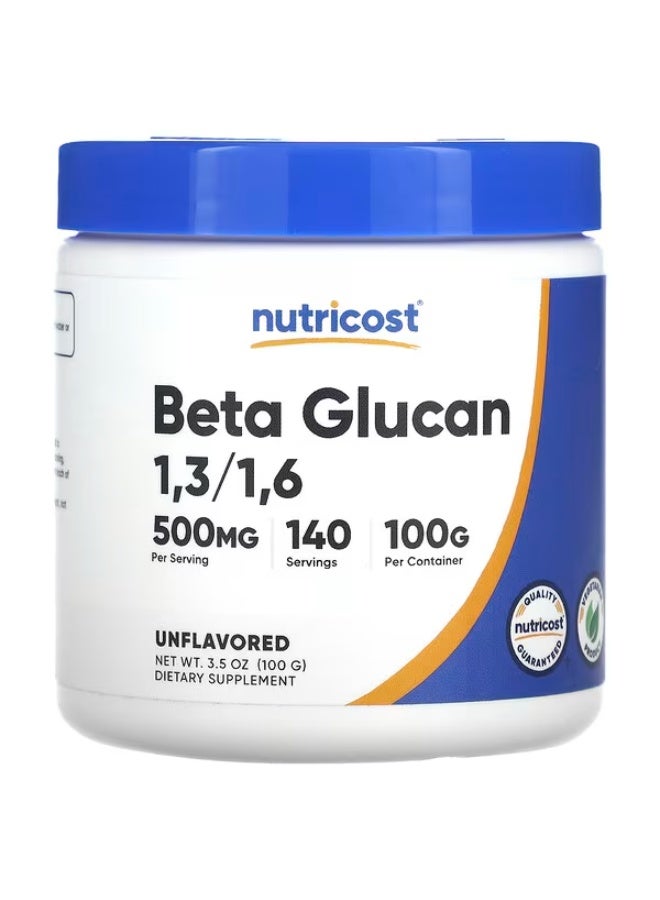 Nutricost, Beta Glucan 1,3/1,6, Unflavored, 3.5 oz (100 g) - Image 1