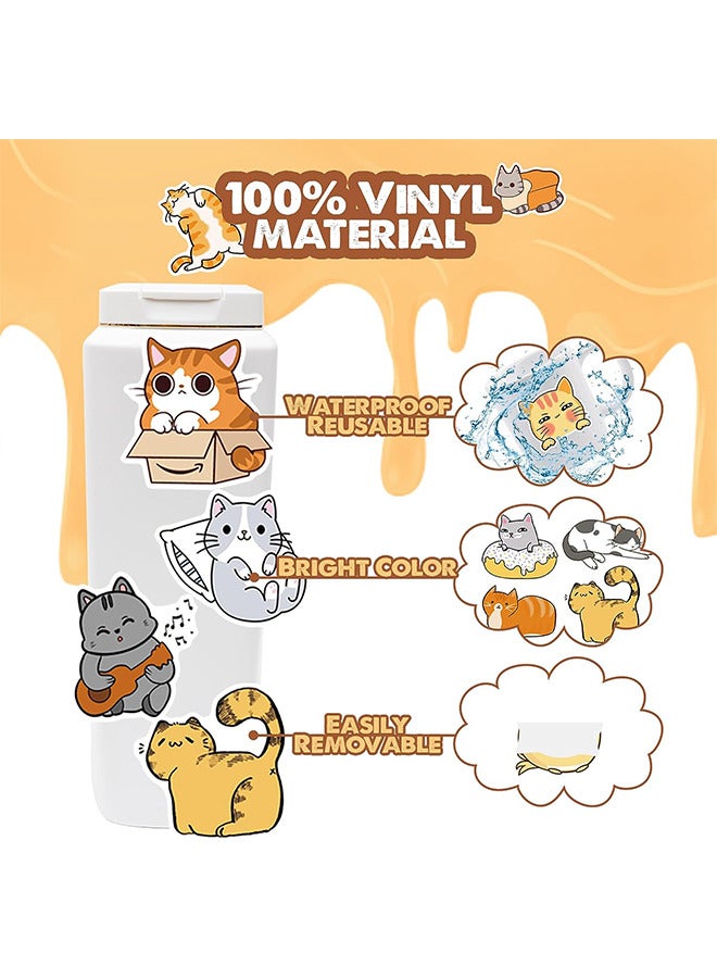 100 قطعة ماء القط الكمبيوتر المحمول ملصقات الفينيل Kawaii الشارات لزجاجات المياه الكرتون القط ملصقات للزينة كمبيوتر محمول الأمتعة لوح التزلج سيارة الدراجة حالة الهاتف - Image 4