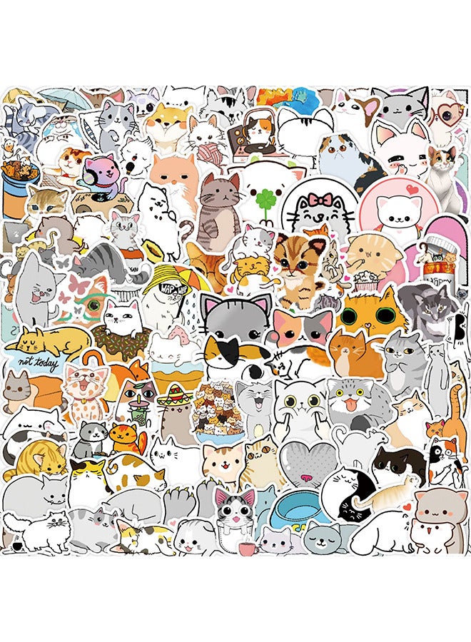 100 قطعة ماء القط الكمبيوتر المحمول ملصقات الفينيل Kawaii الشارات لزجاجات المياه الكرتون القط ملصقات للزينة كمبيوتر محمول الأمتعة لوح التزلج سيارة الدراجة حالة الهاتف - Image 2