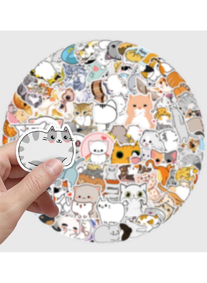 100 قطعة ماء القط الكمبيوتر المحمول ملصقات الفينيل Kawaii الشارات لزجاجات المياه الكرتون القط ملصقات للزينة كمبيوتر محمول الأمتعة لوح التزلج سيارة الدراجة حالة الهاتف - Image 3