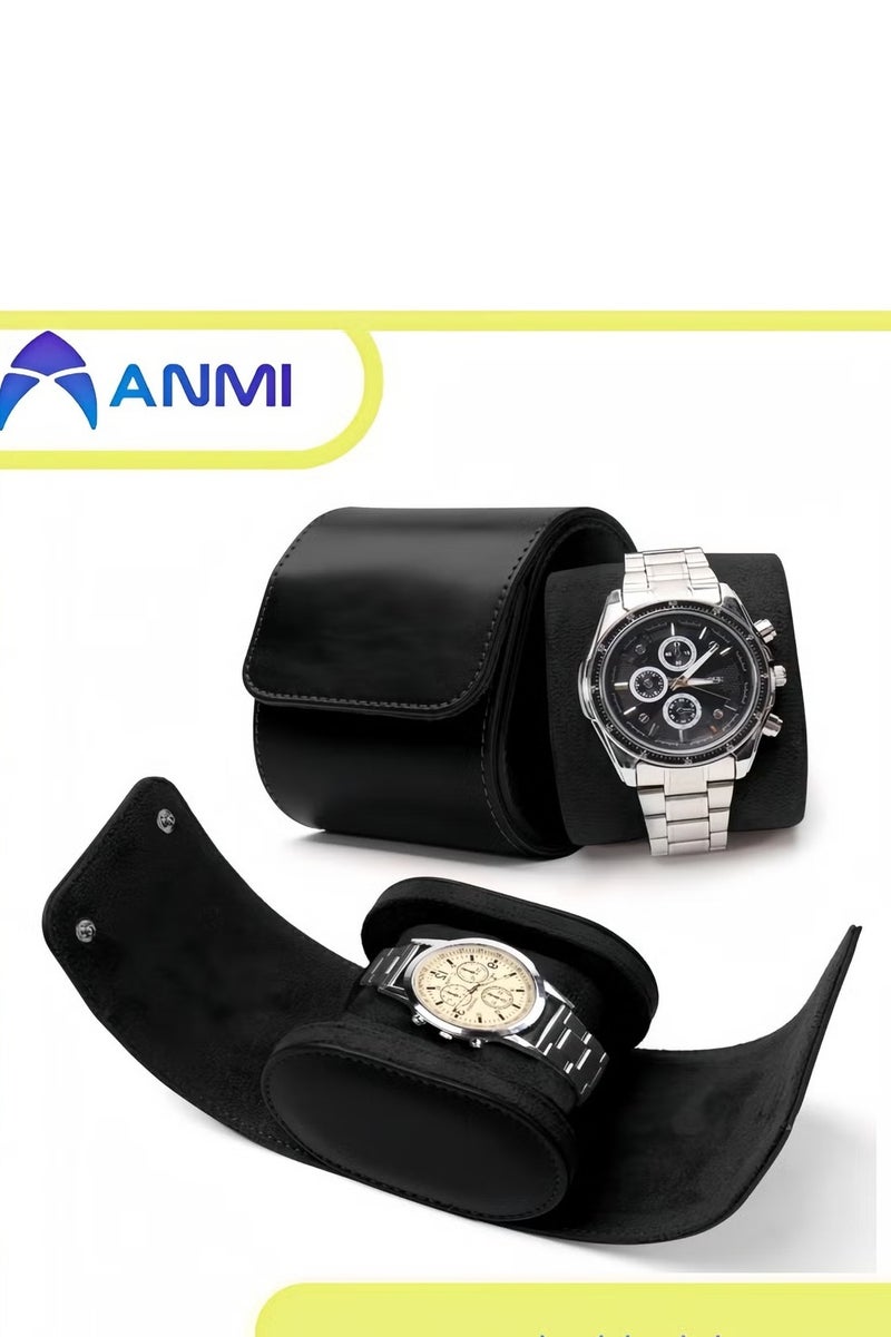 Anmi Watch Organizer ,Watch box With Removable Velvet Pillow Holder(Black)
