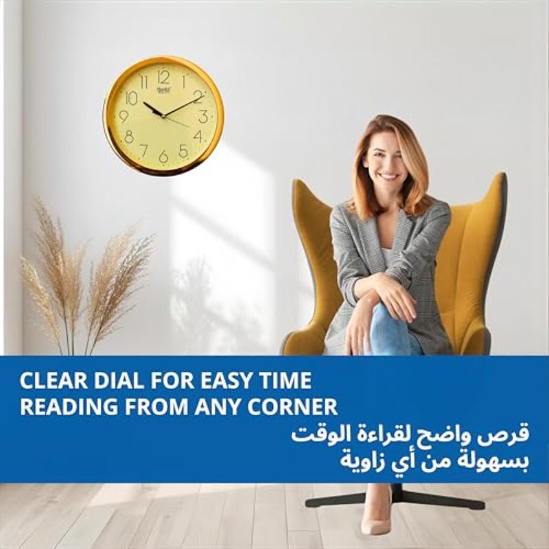 ساعة حائط من الرقائق البلاستيكية المجردة من الكوارتز - الطراز رقم 957، بحجم 260 ملم × 260 ملم × 33 ملم، بلون العاج - Image 5