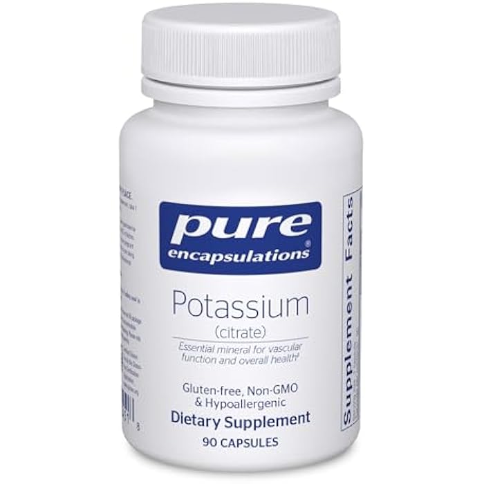 Pure Encapsulations Potassium (Citrate) - Essential Electrolyte Supplement to Support Nerve & Muscle Function, Adrenals, Hormones, Heart Health & Energy* - Potassium Citrate Capsule - 90 Capsules - Image 1