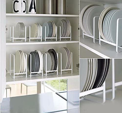 Craftland Wrought Iron Kitchen Dish Rack/Kitchen Utensils Rack/Modern Kitchen Storage Rack/Kitchen Organizer/Utensils Rack with Plate Stand, Set of 2-White - Image 4