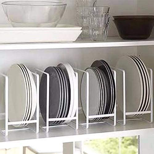 Craftland Wrought Iron Kitchen Dish Rack/Kitchen Utensils Rack/Modern Kitchen Storage Rack/Kitchen Organizer/Utensils Rack with Plate Stand, Set of 2-White - Image 2