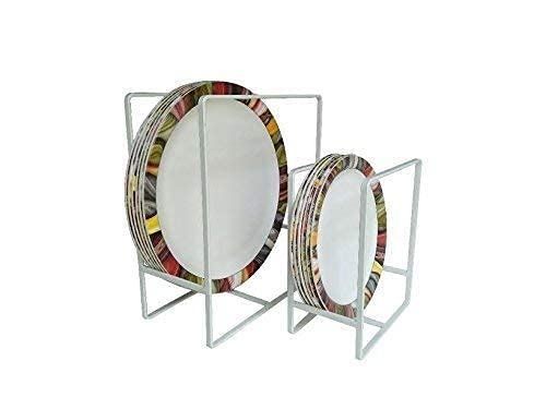 Craftland Wrought Iron Kitchen Dish Rack/Kitchen Utensils Rack/Modern Kitchen Storage Rack/Kitchen Organizer/Utensils Rack with Plate Stand, Set of 2-White - Image 1