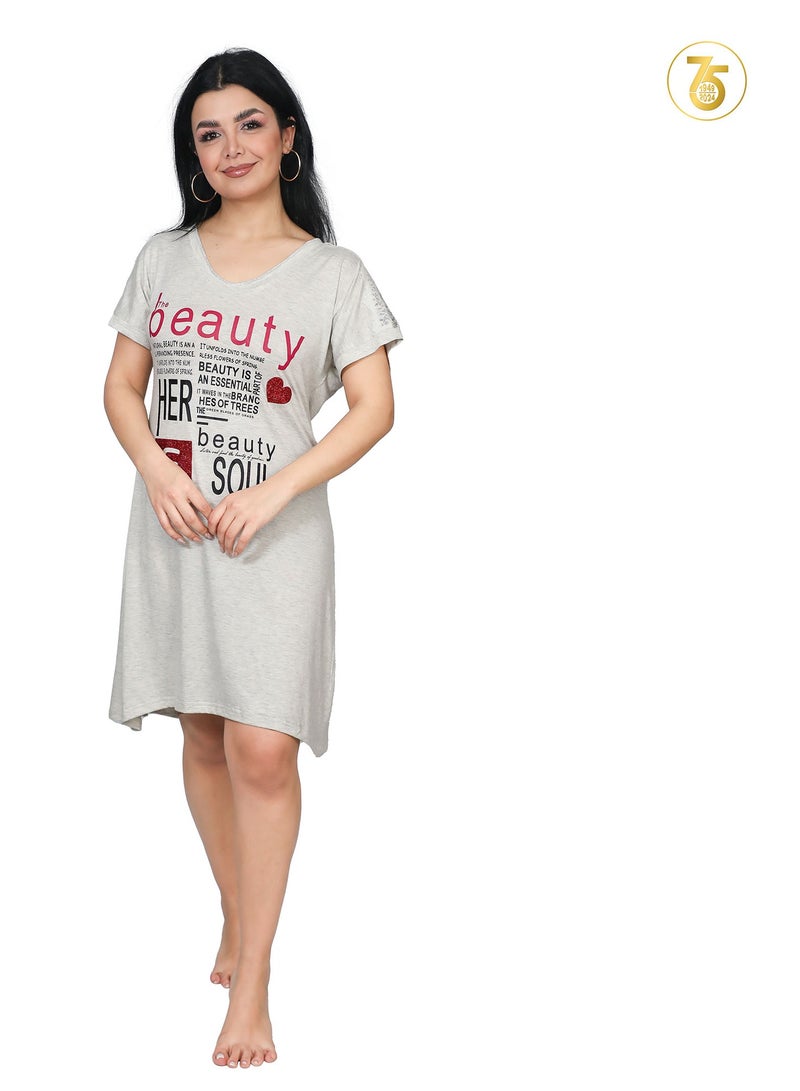 Dadoush Women's summer nightgown with soft fabric and elegant design - Women's half-sleeved nightgown from the Daadoush brand  - Image 1