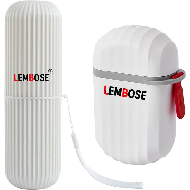 LEMBOSE Travel Soap Case and Toothbrush Container - Waterproof Shower Dish With Convenient Handle, Anti-Bacterial for Traveling, Camping, etc. - Image 1