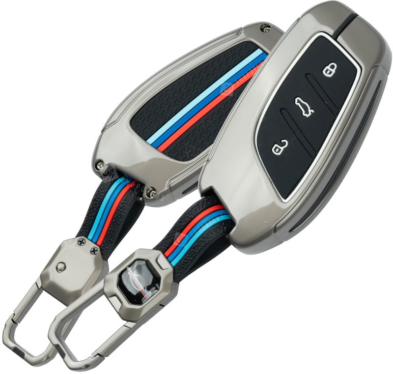 SHOPOFLUX Metal Key Cover Compatible with MG ZS EV Electric | Astor 3 Button Smart Key - Image 1