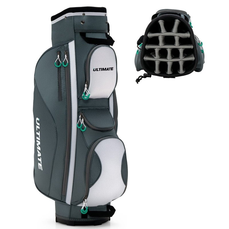 Tangkula Golf Cart Bag with 14 Way Top Dividers, Lightweight Golf Cart Bag with Shoulder Strap, 7 Zippered Pocket, Cooler Bag & Valuable Pocket, Portable Golf Club Bag with Rain Hood/Dust Cover - Image 1