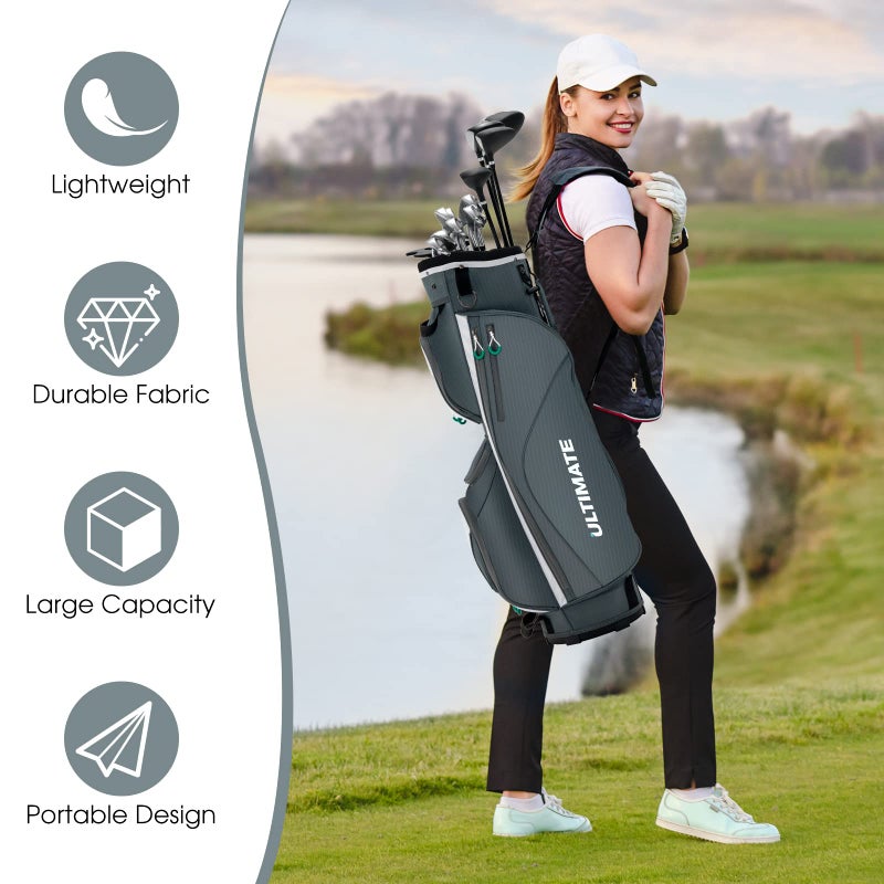 Tangkula Golf Cart Bag with 14 Way Top Dividers, Lightweight Golf Cart Bag with Shoulder Strap, 7 Zippered Pocket, Cooler Bag & Valuable Pocket, Portable Golf Club Bag with Rain Hood/Dust Cover - Image 4