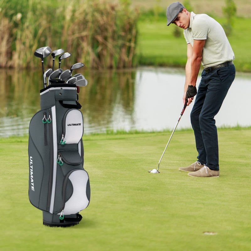 Tangkula Golf Cart Bag with 14 Way Top Dividers, Lightweight Golf Cart Bag with Shoulder Strap, 7 Zippered Pocket, Cooler Bag & Valuable Pocket, Portable Golf Club Bag with Rain Hood/Dust Cover - Image 2