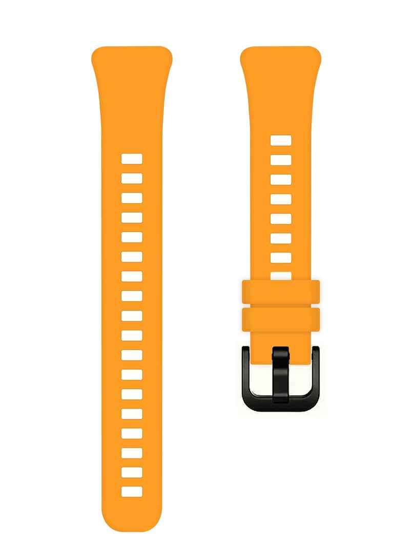 CATANES Huawei Band 6 / Honor Band 6 Fitness Tracker Replacement Silicone Band Adjustable Waterproof Smart Watch Strap with Buckle Orange  - Image 1