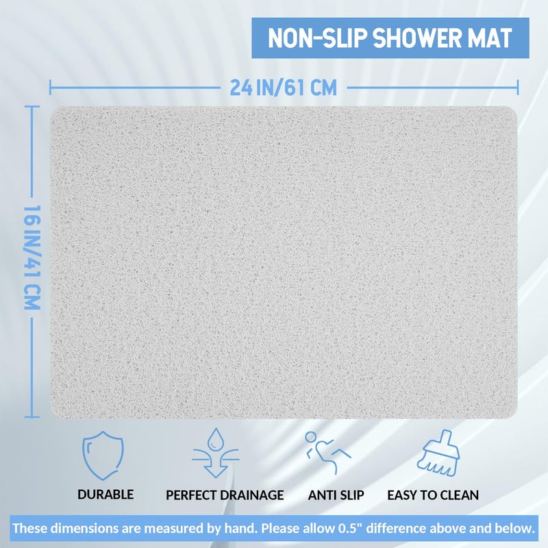 Hargiis Non-Slip Bathtub Mat, Anti Slip Shower Mat, Fast Drying Bathtub Mats, Foot Scrubber Mat, Anti Slip Mat for Tub, Floor, Bathroom, Kitchen, Home, Hotel (White 24"Ã—16") - Image 2