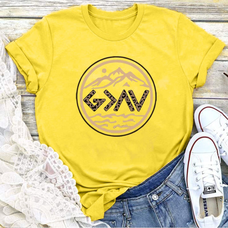 2023 Artistic Conception Circle Landscape Printing Short Sleeve Round Neck T-Shirt Summer Casual - Image 5