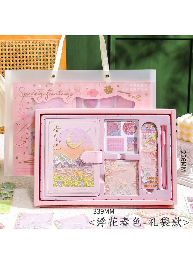 Bluejw Oil Painting Hand Account Book Gift Box Suit Primary School Student Reward Gift Girl Notebook High Color Value - Image 1