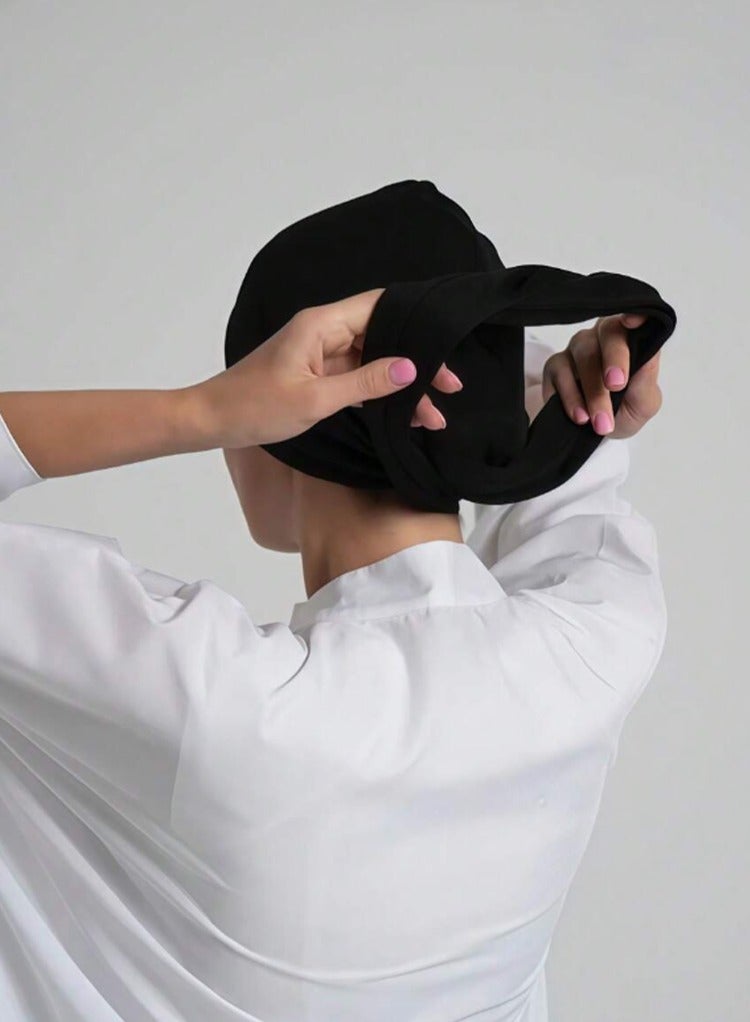 1PC Women Solid Color Hijab,Adjustable Styles, Stretch Headband Turban, Soft Breathable Cotton Fabric Comfortable For Daily Headscarf - Image 3