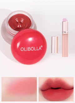 OLIBOLLA Lip & Cheek Blurry Pudding Pot with Silicone lip brush, Multi-Purpose Velvet Matte Cream for Buildable Color, Lightweight Formula for Lasting Look & Concealing Lip Lines  - Image 1