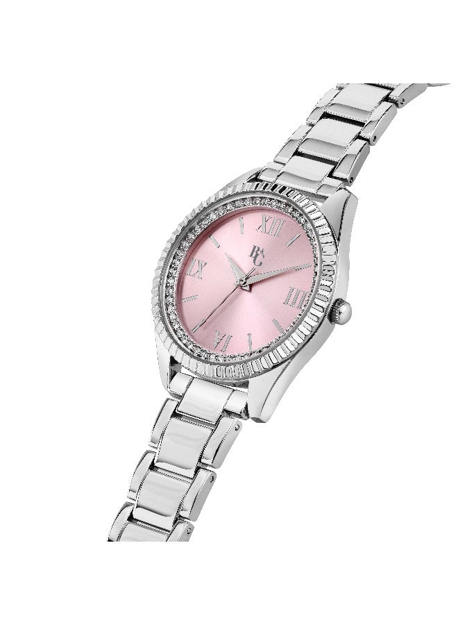 B&G Women's Pink Round Analog Dial with Silver Alloy Band Watch - 35mm - R3853327501 - Image 2