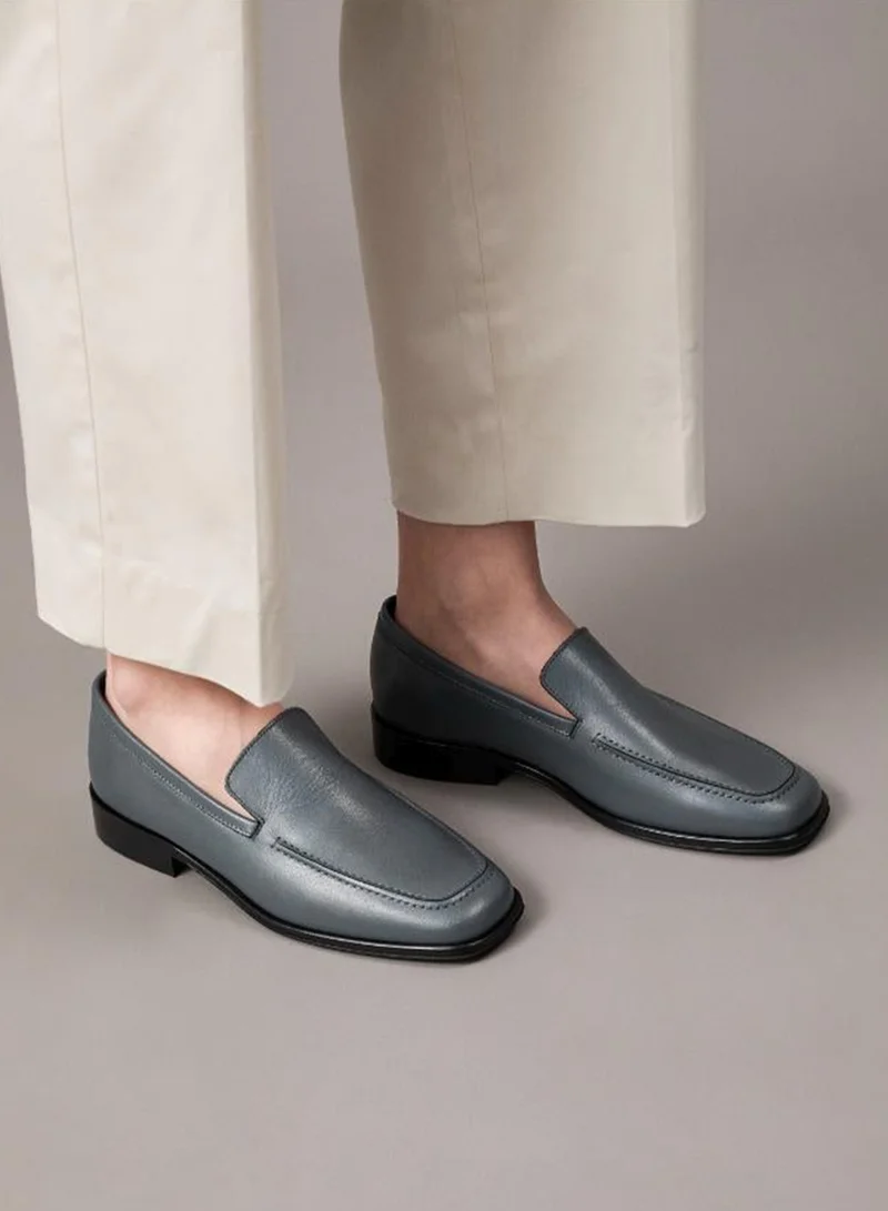 CALVIN KLEIN LEATHER SQUARE LOAFERS