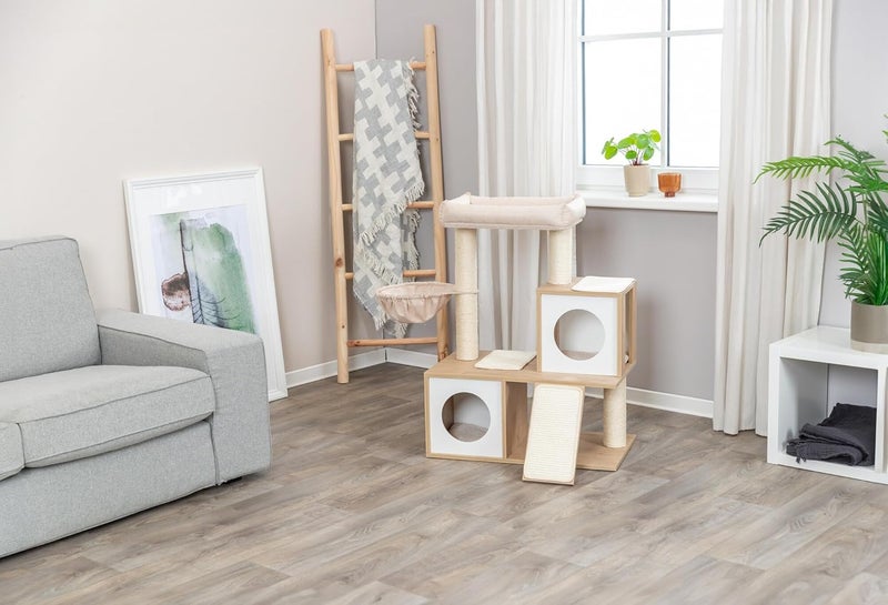 TRIXIE Addison 355in Cat Tree Modern Wood Cat Tower Sisal Scratching Posts  Pads 2 Condos Hammock Cozy Bed - Image 5