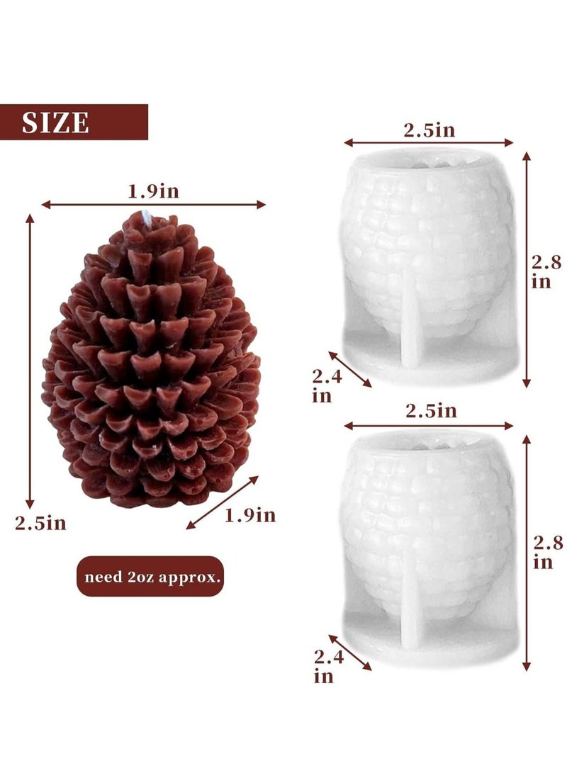 Captaintech Pine Cone Silicone Candle Mold, 2PCS 3D Pinecone Shape Resin Ornament Mold for Soap Wax Epoxy Casting Polymer Clay Fondant Chocolate Cake Gift Home Decor - Image 5