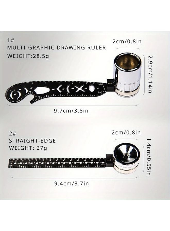 Black Iron Magnetic Drawing Compass Precision Ruler Circle Guide Art Office Tool - Image 3