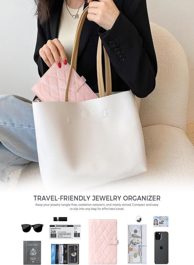 Ncry Travel Jewelry Organizer Case, Velvet Jewelry Pouches Bags with Zipper, Travel Jewelry Holder for Rings,Necklace,Earrings,or Travel Gifts for Women(Pink) - Image 3