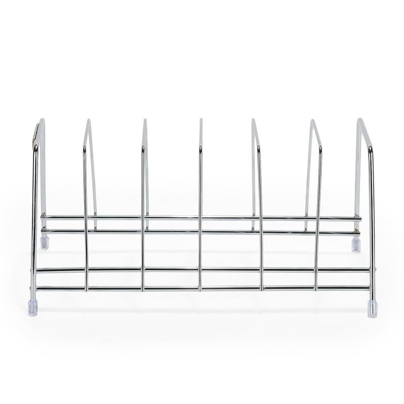 LEVON Multipurpose Chrome Plated Stainless Steel Dish thali Plate Rack Holder Stand for Kitchen Utensil Rack, Pot lid Holder (6 Sections Plate Rack), Tabletop, Tiered Shelf - Image 4