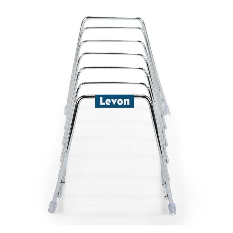 LEVON Multipurpose Chrome Plated Stainless Steel Dish thali Plate Rack Holder Stand for Kitchen Utensil Rack, Pot lid Holder (6 Sections Plate Rack), Tabletop, Tiered Shelf - Image 3